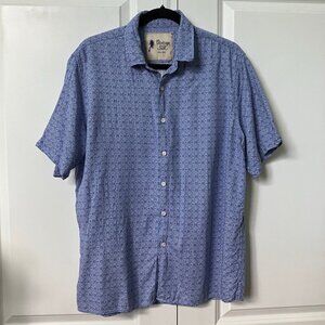 Vintage Silk Hawaiian Shirt Mens L Silk Rayon Blue Summer Camp Button Up